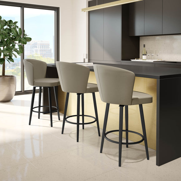 Benson - Swivel Stool with Upholstered Seat and Backrest by Amisco 41336 - Stools Canada