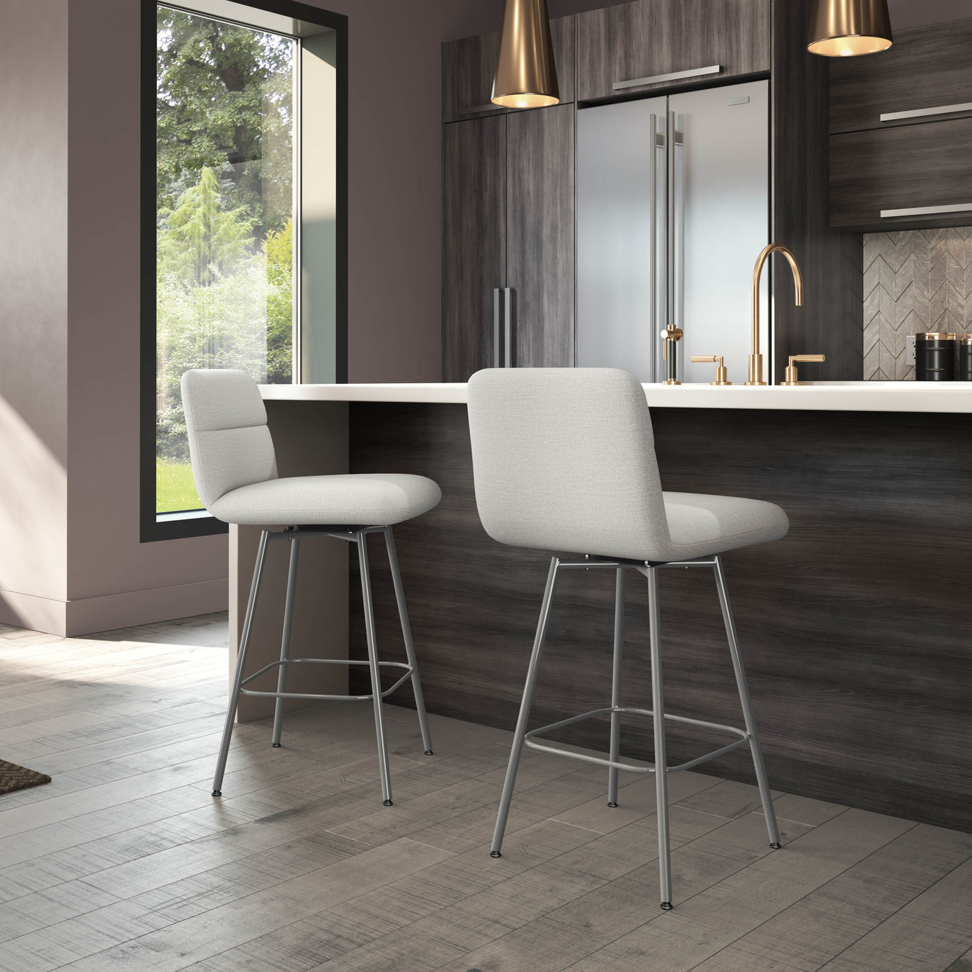 Niles Swivel Stool with Upholstered Seat and Backrest by Amisco 41351 - Stools Canada