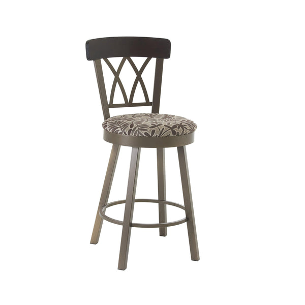 Brittany - Swivel Stool with Memory Return, Upholstered Seat and Metal Backrest with Wood Accent by Amisco - 41405 - Stools Canada
