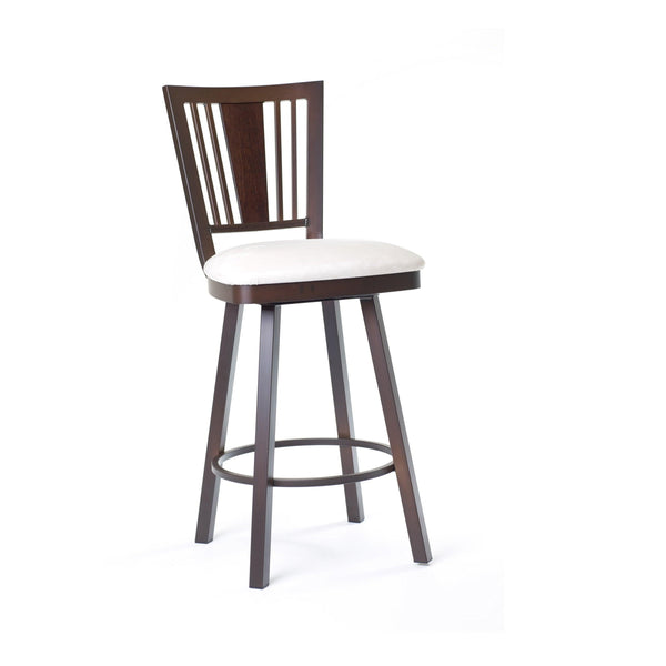 Madison - Swivel Stool with Memory Return, Upholstered Seat and Metal Backrest with Wood Accent by Amisco - 41406 - Stools Canada