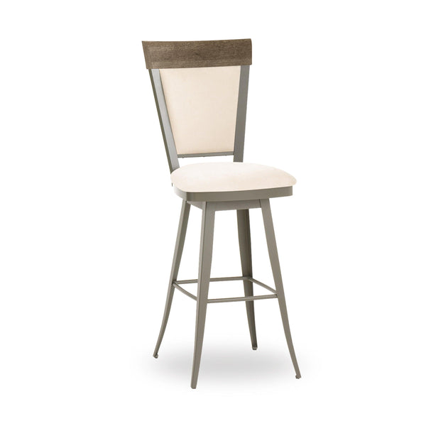 Eleanor - Swivel Stool with Memory Return, Upholstered Seat and Backrest with Wood Accent by Amisco - 41410 - Stools Canada