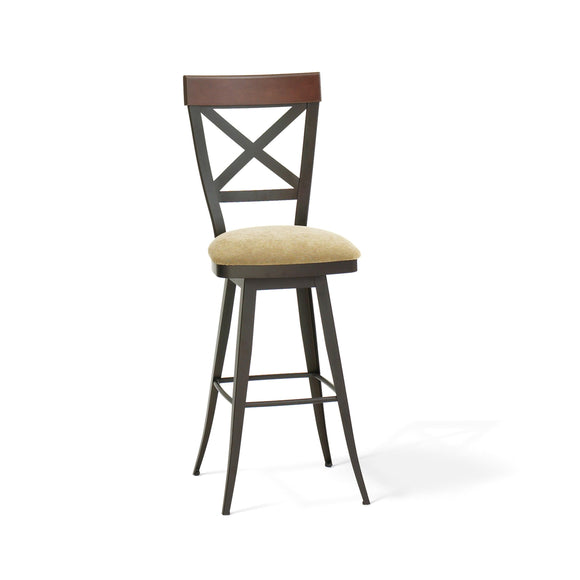 Kyle - Swivel Stool with Memory Return, Upholstered Seat and Metal Backrest with Wood Accent by Amisco – 41414 - Stools Canada