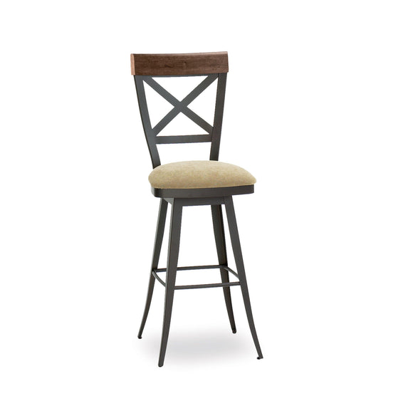 Kyle - Swivel Stool with Memory Return, Upholstered Seat and Metal Backrest with Wood Accent by Amisco – 41414 - Stools Canada