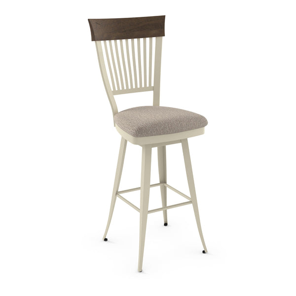 Annabelle - Swivel Stool with Memory Return, Upholstered Seat and Metal Backrest with Wood Accent by Amisco – 41419 - Stools Canada