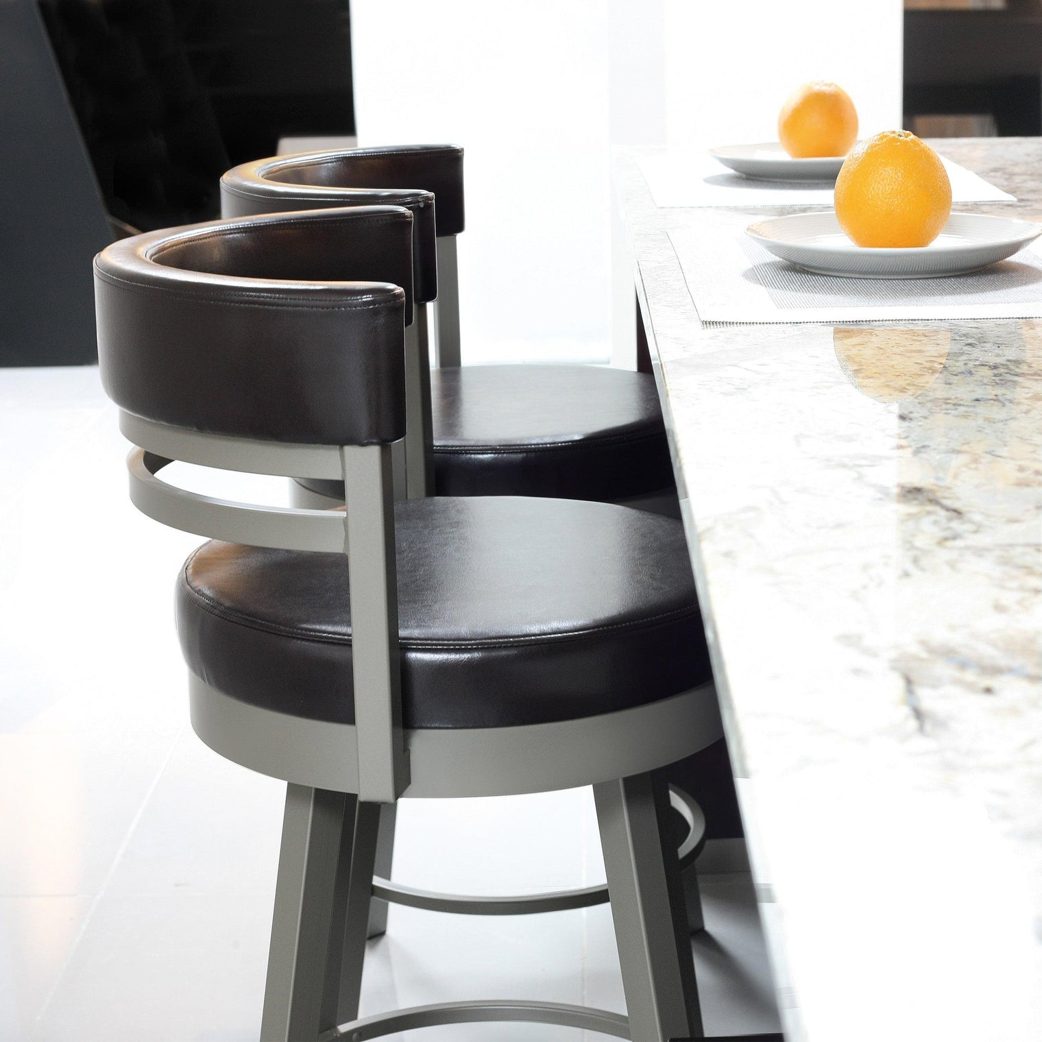 Ronny - Swivel Stool with Upholstered Seat and Backrest by Amisco - 41442 - Stools Canada