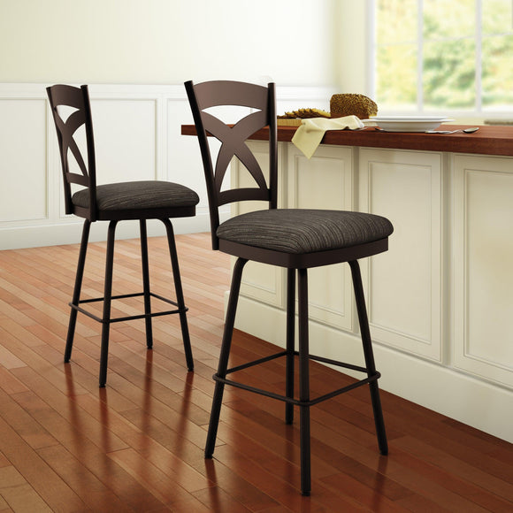 Marcus - Swivel Stool with Upholstered Seat and Metal Backrest by Amisco - 41451 - Stools Canada