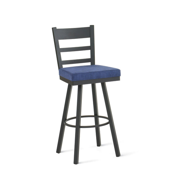 Owen - Swivel Stool with Upholstered Seat and Metal Backrest by Amisco - 41454 - Stools Canada