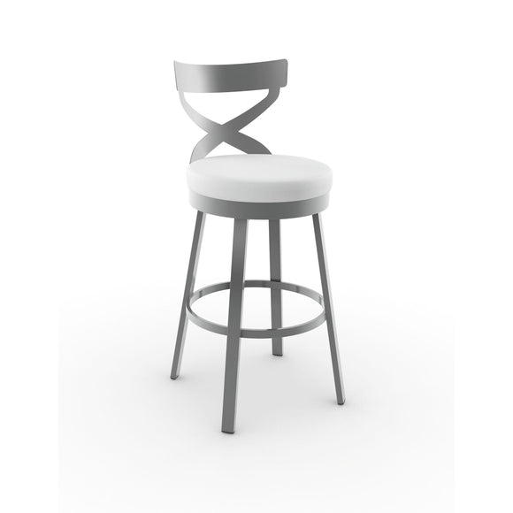 Lincoln - Swivel Stool with Upholstered Seat and Metal Backrest by Amisco - 41478 - Stools Canada