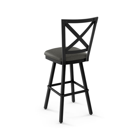 Kent - Swivel Stool with Upholstered Seat and Metal Backrest by Amisco - 41528 - Stools Canada