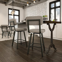 Brixton - Swivel Stool with Upholstered Seat and Backrest by Amisco - 41536 - Stools Canada