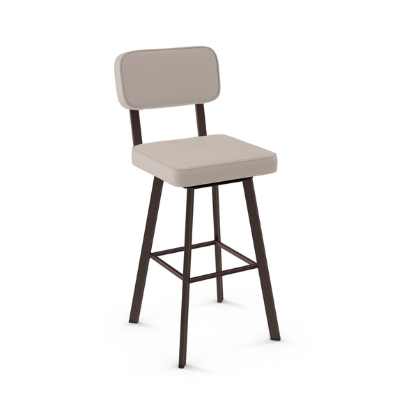 Brixton - Swivel Stool with Upholstered Seat and Backrest by Amisco - 41536 - Stools Canada