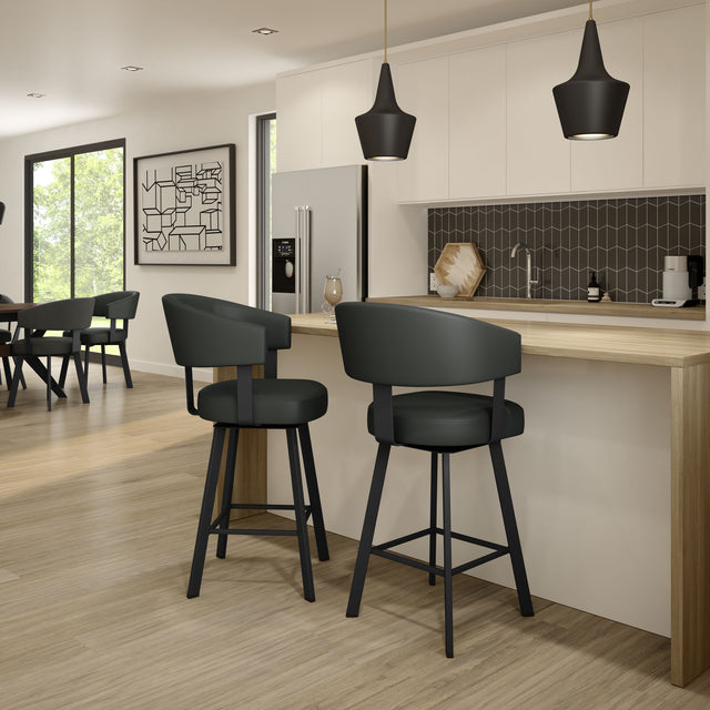 Grissom - Swivel Stool with Upholstered Seat and Backrest by Amisco - 41560 - Stools Canada