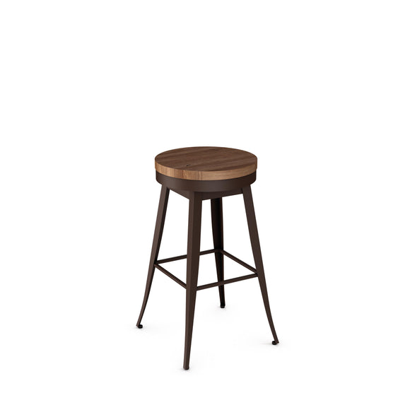Grace - Backless Swivel Stool with Distressed Wood Seat by Amisco - 42414 - Stools Canada