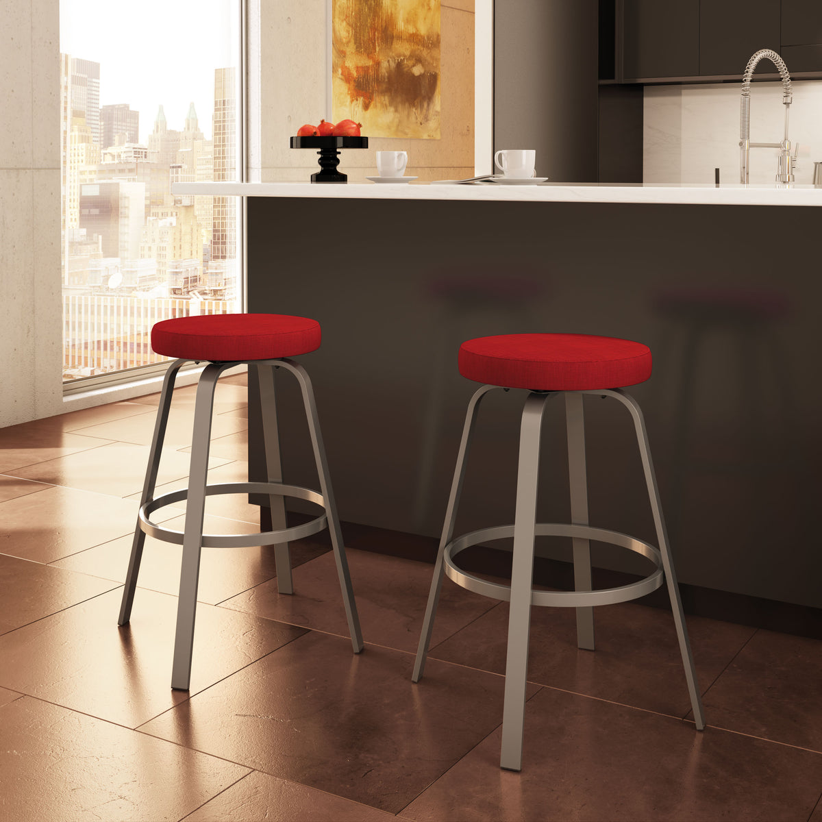 Reel - Backless Swivel Stool with Upholstered Seat by Amisco - 42436 ...