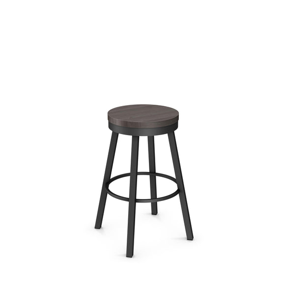 Connor - Backless Swivel Stool with Distressed Wood Seat by Amisco - 42493 - Stools Canada