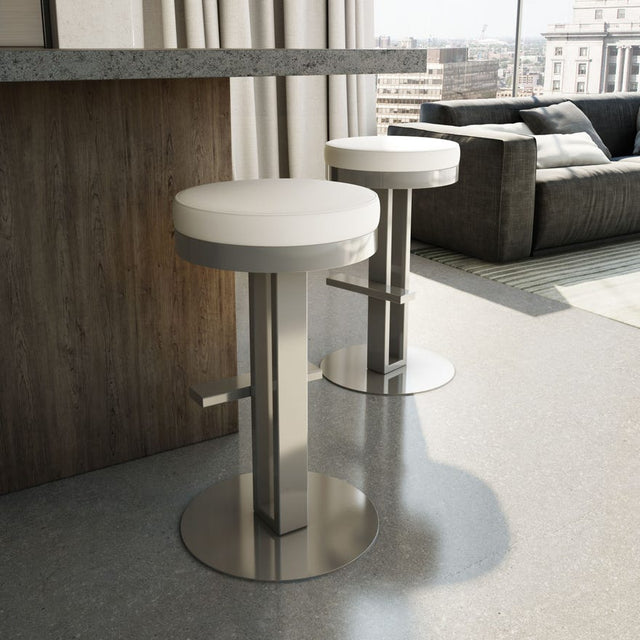 Glint - Swivel Backless Pedestal Stool with Upholstered Seat by Amisco 42495 - Stools Canada