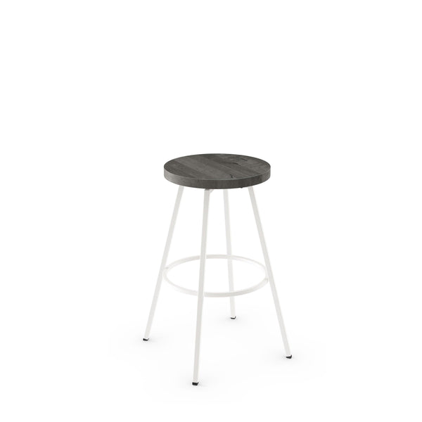 Hans - Backless Swivel Stool with Distressed Wood Seat by Amisco - 42504 - Stools Canada