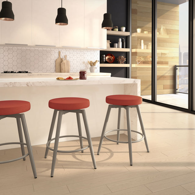 Nox - Backless Swivel Stool with Upholstered Seat by Amisco - 42534 - Stools Canada