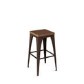 Upright - Stationary Backless Stool with Distressed Wood Seat by Amisco - 42564 - Stools Canada