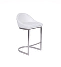Ashley - Stationary Stool with Faux Leather White Seat and Backrest by Furnishings Mate - Brushed Stainless Steel Frame - Stools Canada