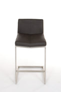 Cee - Stationary Stool with Faux Leather Black Seat and Backrest by Furnishings Mate – Brushed Stainless Steel Frame - Stools Canada