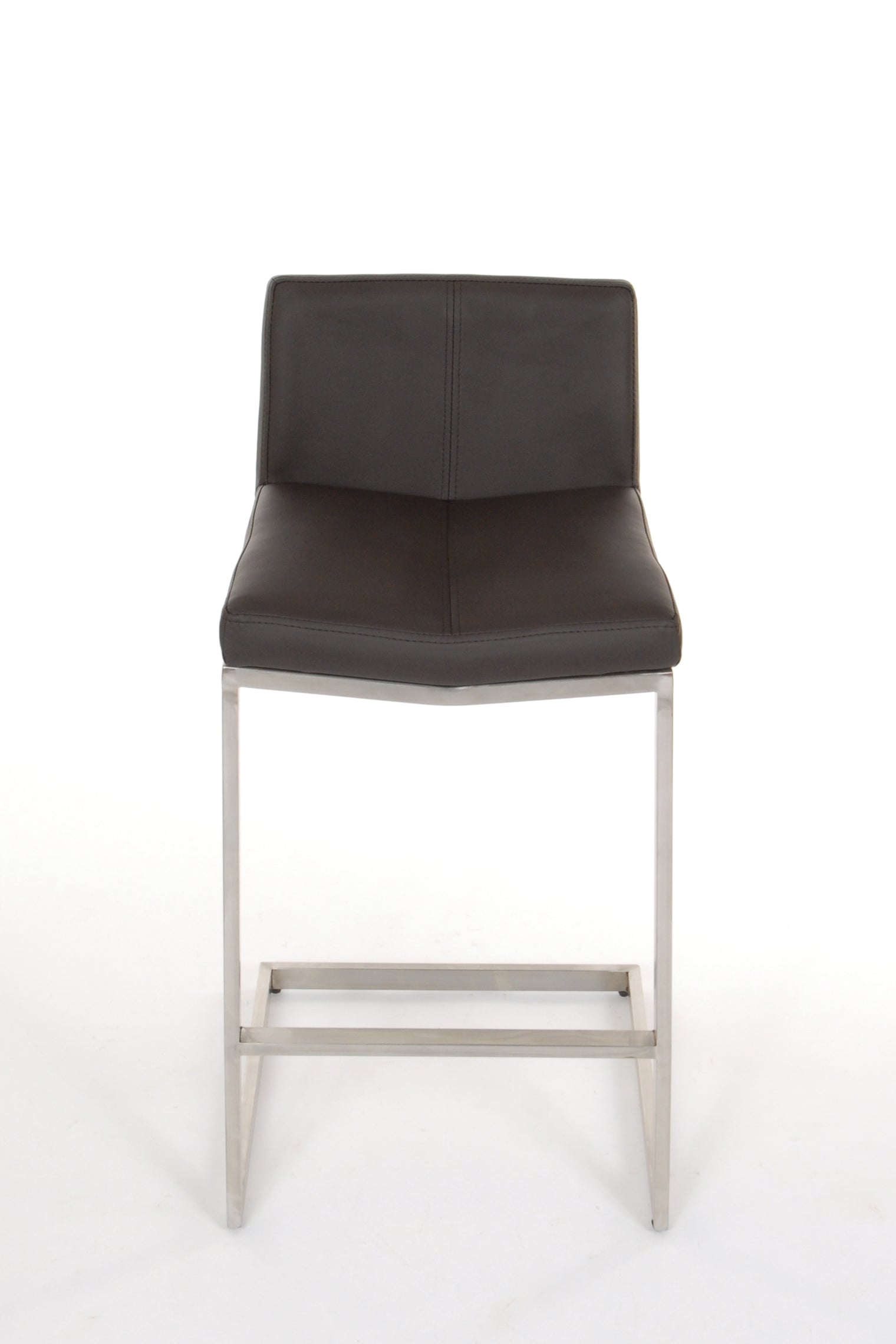Cee - Stationary Stool with Faux Leather Black Seat and Backrest by Furnishings Mate – Brushed Stainless Steel Frame - Stools Canada
