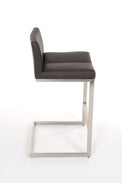 Cee - Stationary Stool with Faux Leather Black Seat and Backrest by Furnishings Mate – Brushed Stainless Steel Frame - Stools Canada