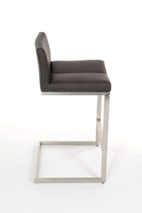 Cee - Stationary Stool with Faux Leather Black Seat and Backrest by Furnishings Mate – Brushed Stainless Steel Frame - Stools Canada