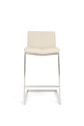 Cee - Stationary Stool with Faux Leather Taupe Seat and Backrest by Furnishings Mate – Brushed Stainless Steel Frame - Stools Canada