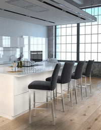 Biscaro - Stationary Stool with Upholstered Seat and Backrest by Trica - Stools Canada