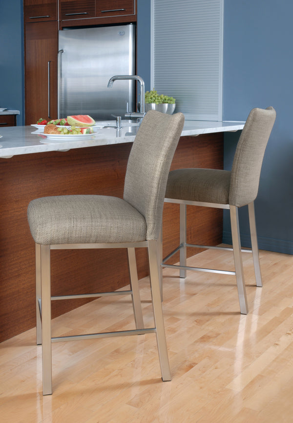 Biscaro - Stationary Stool with Upholstered Seat and Backrest by Trica - Stools Canada