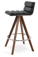 Corona - Comfort Pyramid Swivel Stool with Black Leatherette Seat and Beech Walnut Finished Wood Base by BNT sohoConcept - Stools Canada