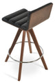 Corona - Comfort Pyramid Swivel Stool with Black Leatherette Seat and Beech Walnut Finished Wood Base by BNT sohoConcept - Stools Canada
