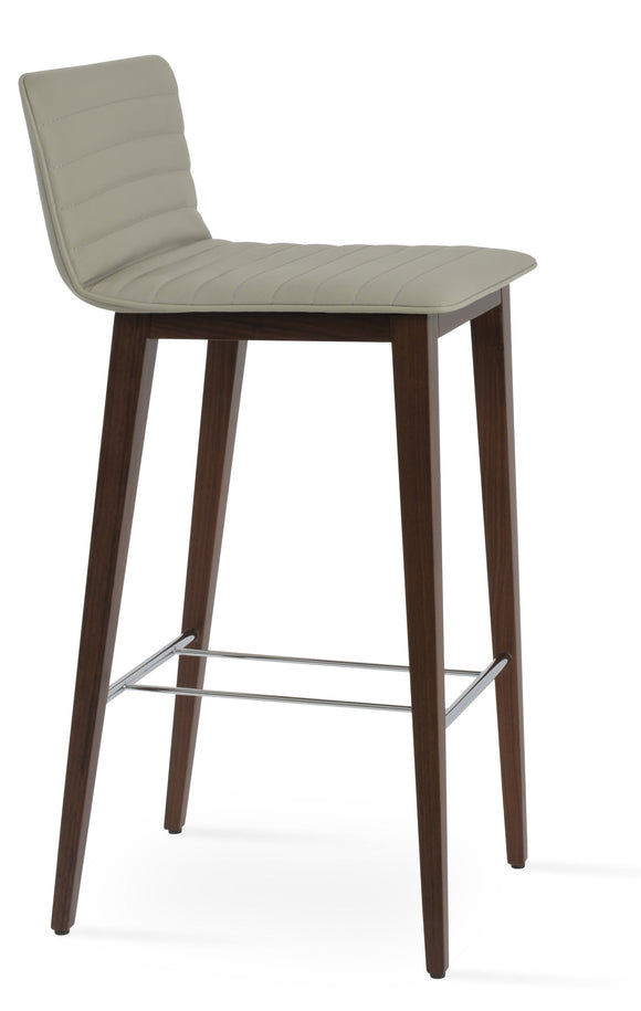 Corona - Full UPH Stool with Light Grey Leatherette and Beech Walnut Finished Wood Base by BNT sohoConcept - Stools Canada