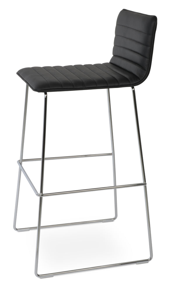 Corona - Wire Full UPH Stool with Black Leatherette Seat and Chrome Wire Base by BNT sohoConcept - Stools Canada
