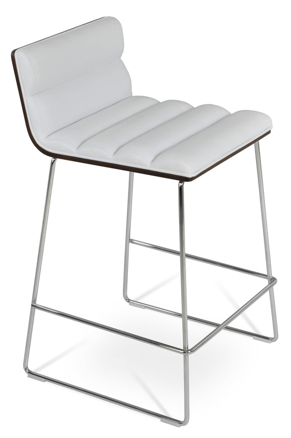 Corona - Comfort Wire Stool with White Leatherette and Chrome Wire Base by BNT sohoConcept - Stools Canada