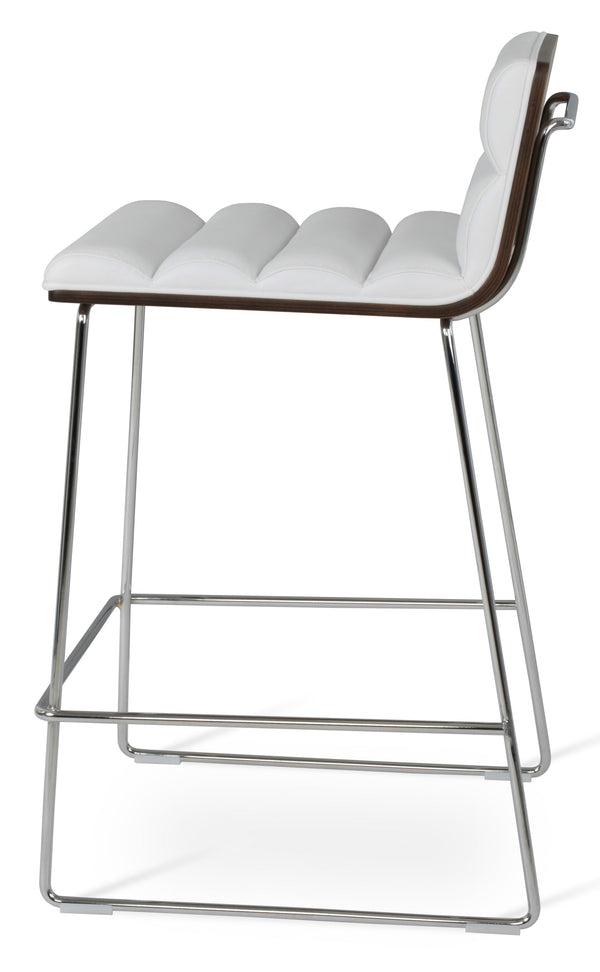 Corona - Comfort Wire Stool with White Leatherette and Chrome Wire Base by BNT sohoConcept - Stools Canada