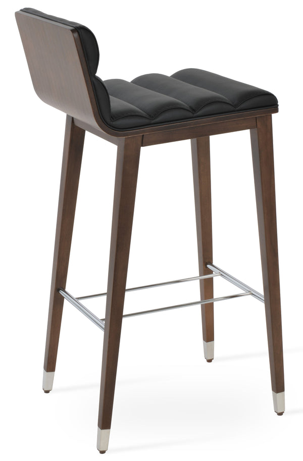 Corona - Comfort Stool with Black Leatherette Seat and Beech Walnut Finished Wood Base by BNT sohoConcept - Stools Canada