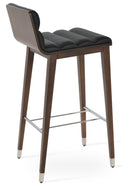 Corona - Comfort Stool with Black Leatherette Seat and Beech Walnut Finished Wood Base by BNT sohoConcept - Stools Canada