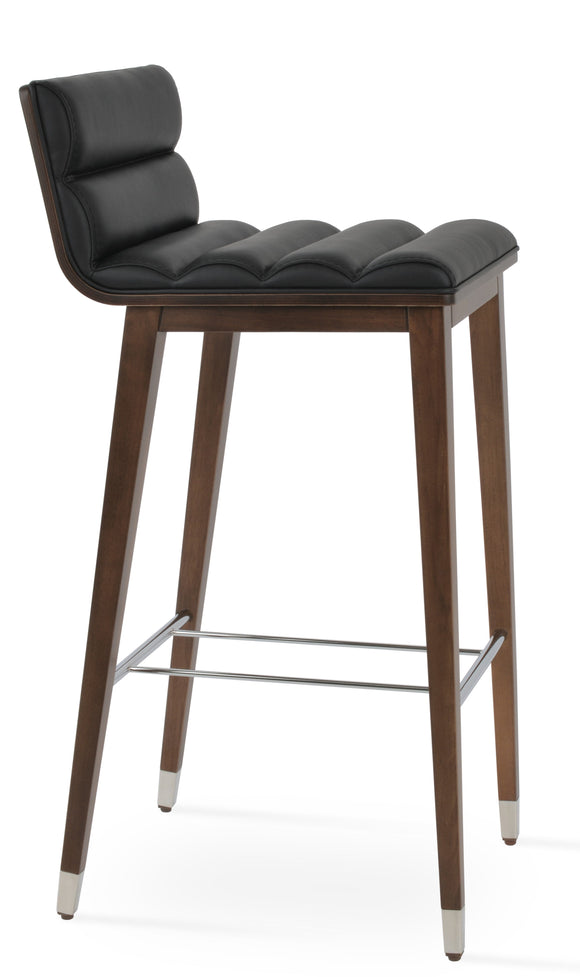 Corona - Comfort Stool with Black Leatherette Seat and Beech Walnut Finished Wood Base by BNT sohoConcept - Stools Canada
