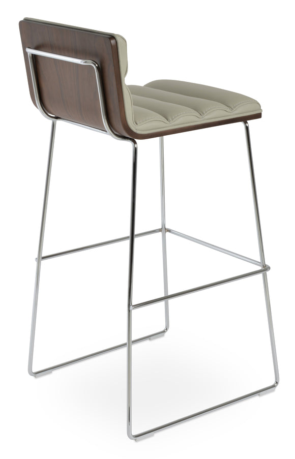 Corona - Comfort Wire Stool with Light Grey Leatherette and Chrome Wire Base by BNT sohoConcept - Stools Canada