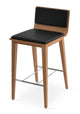 Corona - Wood Stools with Black Leatherette Seat and Beech Natural Finished Wood Base by BNT sohoConcept - Stools Canada