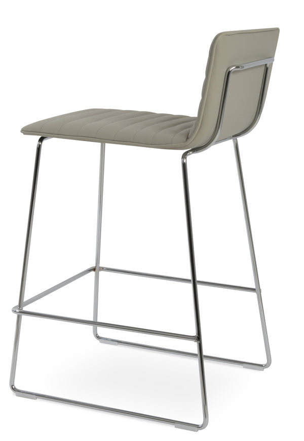 Corona - Wire Full UPH Stool with Light Grey Leatherette and Chrome Wire Base by BNT sohoConcept - Stools Canada
