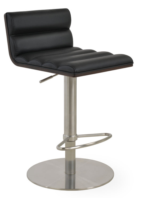 Corona - Comfort Piston Stool with Black Leatherette and Stainless Steel Base by BNT sohoConcept - Stools Canada