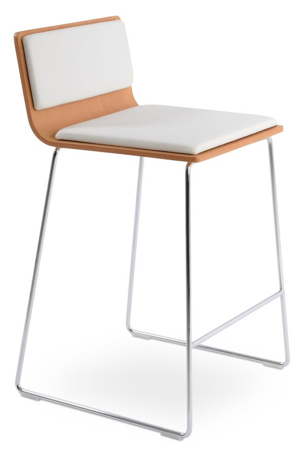 Corona - Wire Stools with White Leatherette Seat and Chrome Wire Base by BNT sohoConcept - Stools Canada