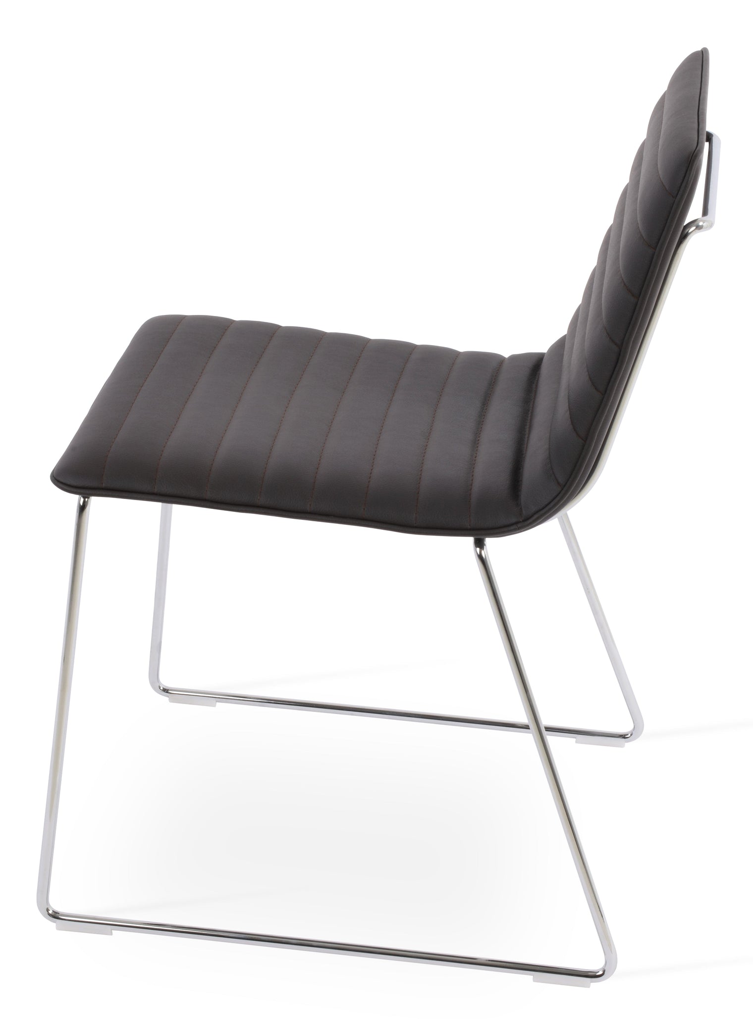 Corona - Wire Full UPH Chair with Brown Leatherette Seat and Chrome Wire Base by BNT sohoConcept - Stools Canada