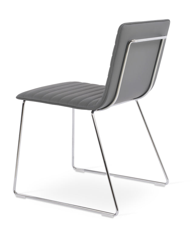 Corona - Wire Full UPH Chair with Grey Leatherette Seat and Chrome Wire Base by BNT sohoConcept - Stools Canada