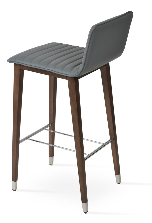 Corona - Full UPH Stool with Grey Leatherette Seat and Beech Walnut Finished Wood Base by BNT sohoConcept - Stools Canada