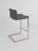Cee - Stationary Stool with Faux Leather Grey Seat and Backrest by Furnishings Mate – Brushed Stainless Steel Frame - Stools Canada