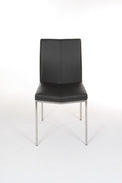 Cecil – Stationary Chair with Faux Leather Black Seat and Backrest by Furnishings Mate – Brushed Stainless Steel Frame - Stools Canada